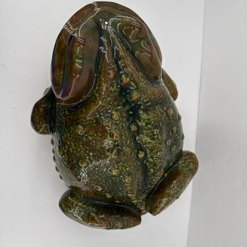 Vintage Arnel's ? XLarge Ceramic Frog Toad Garden Decor Green Figurine